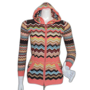 MISSONI Target Hooded Sweater, L, Zipper, Chevrons, Pockets, Original 2011